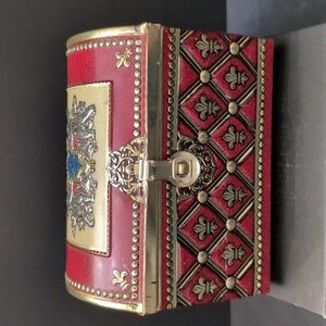 VGT, Medieval Themed Treasure Chest Red/Gold Trinket Box.